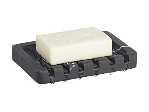 INIUNIK 2PCS Self Draining Soap Dish - Marble Look Soap Holder Tray Savers Box Container Sponge Holder for Bathroom Shower Kitchen, Black - color: Black-2 Pack