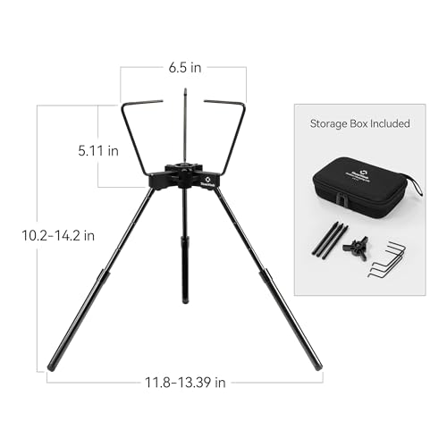 Thous Winds Camping Stove Stand, Backpacking Campfire Tripod with Upper Support, 10.2-14.2 Inch Height Adjustment