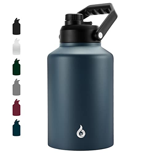 BJPKPK 128oz Insulated Water Bottle, 1 Gallon Water Jug, Stainless Steel - color: Navy Blue, style: 128oz