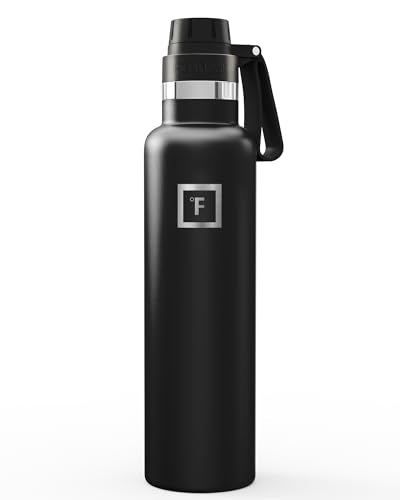 IRON °FLASK 24 oz Narrow Mouth Water Bottle with Spout - color: Midnight Black, style: Spout - 24 oz (1 Lid)