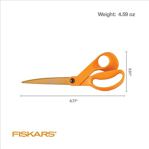 Fiskars 9" Titanium Shop Shears Heavy Duty Serrated Multipurpose Scissors