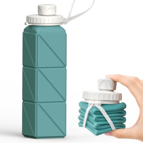 BEAUTAIL Collapsible Water Bottles 21oz/610mL, Silicone Travel Water Bottle - color: Blue