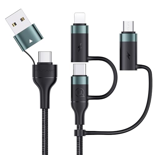 PD 60W USB C Multi Fast Charging Cable Nylon Braided Cord 5-in-1 3A USB/C to Type C/Micro/Phone Fast Sync Charger Adapter Compatible with Laptop/Tablet/Phone - color: Green, size: 6.6FT