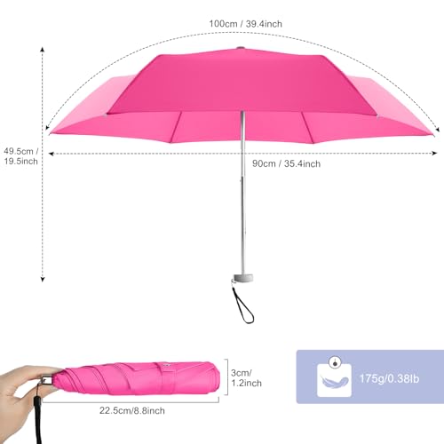 Lejorain Travel Umbrella Compact Flat Small Folding Windproof Lightweight for Women Men - color: 07.Rose