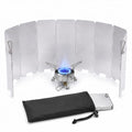 9 Pack Aluminum Camping Stove Windscreen, Foldable Lightweight Butane Burner Windshield with Storage Bag, Portable Outdoor Grill Wind Shield for Hiking, Cooking, BBQ, Backpacking - size: 9 Plates