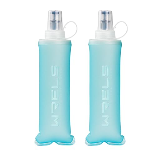 Soft Flasks Running Water Flask Folding Soft Water Bottles Small for Outdoor Sports Hiking Hydration Pack 5oz/8oz/17oz(SKY BLUE,8oz*2) - color: Green, style: 250ml/8oz-2 Pack