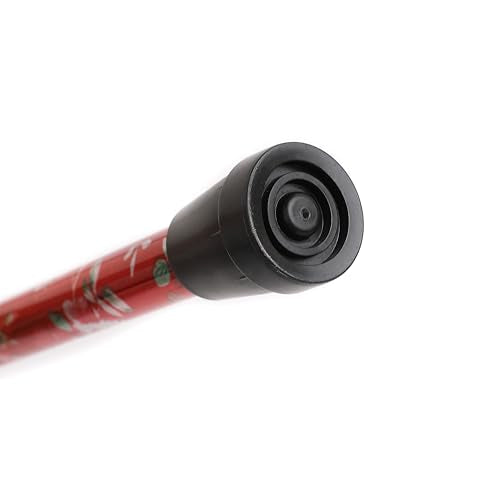 Folding Lightweight Walking Stick - Adjustable Aluminum Metal Collapsible Travel Cane with Non-Slip Rubber Base - color: Red Floral
