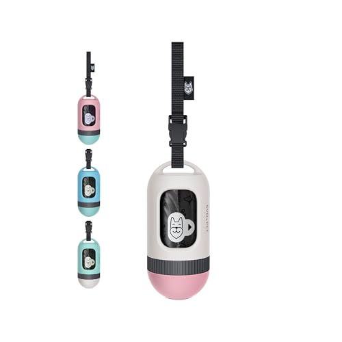 SVD.PET Dog Poop Bag Dispenser, Retractable Poop Bag Holder, White/Pink - color: White/Pink