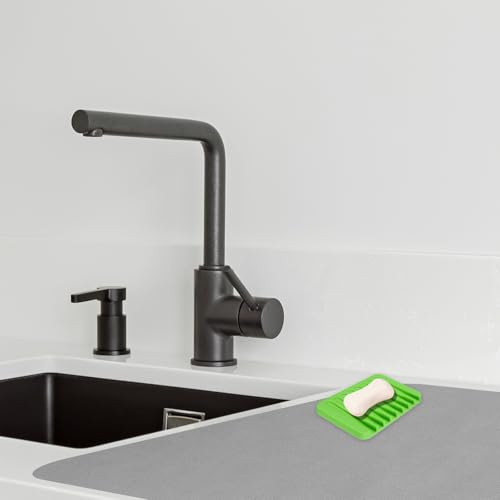 uxcell 2 Pcs Self Draining Silicone Soap Dish, Soap Tray with Drainage for Bathroom Shower Kitchen Sink, 4.5" x 3.1" x 0.4", Green - color: Green
