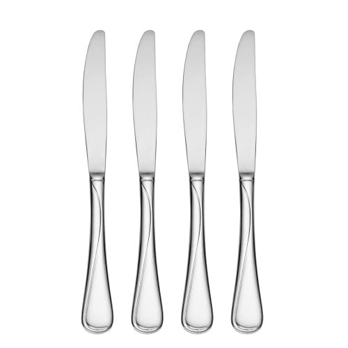 Oneida Flight Dinner Knives Silverware Set for 4, Flatware | stainless steel, mirror finish | dishwasher safe | includes butter knife style dinner knives, cutlery set - style: Dinner Knives, Set of 4