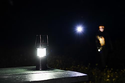 Night Buddy LED Headlamp Rechargeable Flashlight for Adults Camping Essentials Backpacking Lights 4X Brighter Other Headlight Headband Lamp 5 Light Modes Hiking Gear Must Haves (Headlamp + Lantern) - color: Headlamp + Lantern