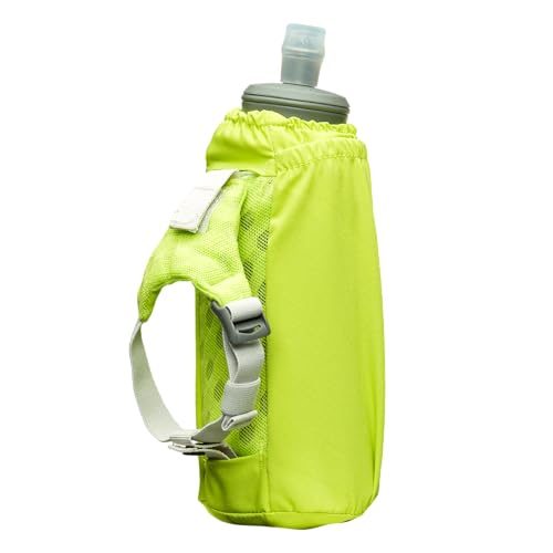 Nathan Handheld Soft Flask 18oz - Exo-Draw Insulated Collapsible Bottle - Grip-Free Strap & Rigid ExoSpine for Comfort/Support - Breathable Mesh Strap - Ideal Running/Hiking, Pinnacle, Lime Green - color: Lime Green, style: 18oz Insulated