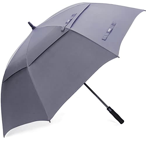 G4Free 47/54/62/68/72 Inch Golf Umbrella Windproof Auto Open Large Umbrella | Oversized Stick Umbrella, Extra Large, Vented Double Canopy, Waterproof 210T Pongee Fabric, Fiberglass Frame, EVA Foam Handle - color: Grey, size: 54 inch