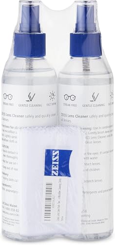 ZEISS Lens Care Pack – 2x 8oz Streak-Free Lens Spray and Microfiber Cloths for Eyeglasses and Optics - size: 8 Fl Oz (Pack of 2)