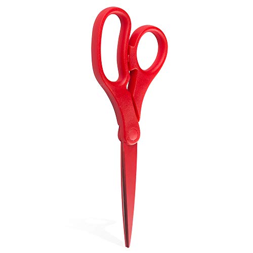 JAM PAPER Multi-Purpose Precision Scissors - 8 Inch - Red - Ergonomic Handle & Stainless Steel Blades - Sold Individually - color: Red, size: Standard (8 Inch)