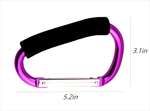 3PCS Stroller Hooks，5.2'' Large Carabiner Clip - Carabiner Large, Baby Stroller Hooks for Hanging Bags, Stroller Accessories(Purple) - color: Purple