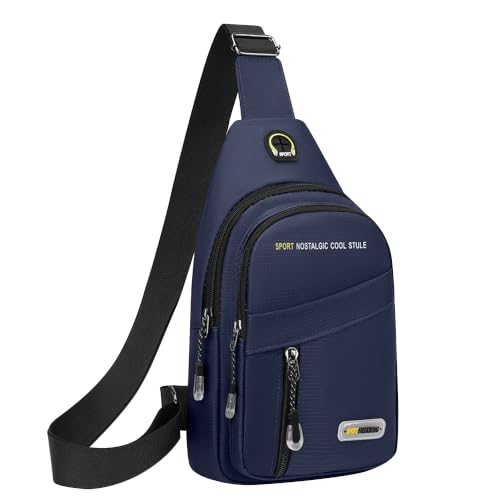 Waterproof Sling Bag for Men,Lightweight Crossbody Small Backpack,Shoulder Chest Bag for Travel Hiking - color: Navy Blue