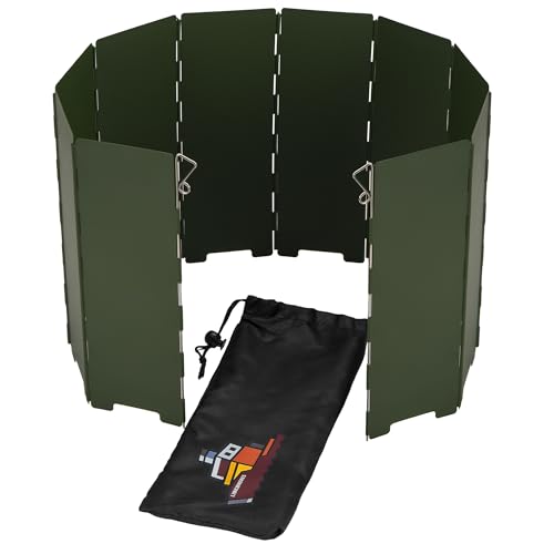 LinkWhere Camping Stove Windscreen – Heavy Duty Foldable Wind Guard with Carry Bag, Heightening and thickening plate, Portable Windproof Shield for Backpacking, High Altitude & Outdoor Grilling