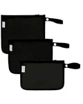 babygoal TSA Approved Black Clear Travel Organizer Bags 3 Pack | Water Resistant Fabric, Dual Inner Pockets, Detachable Snap Handle, Secure Zipper Closure Storage Pouches - color: Black