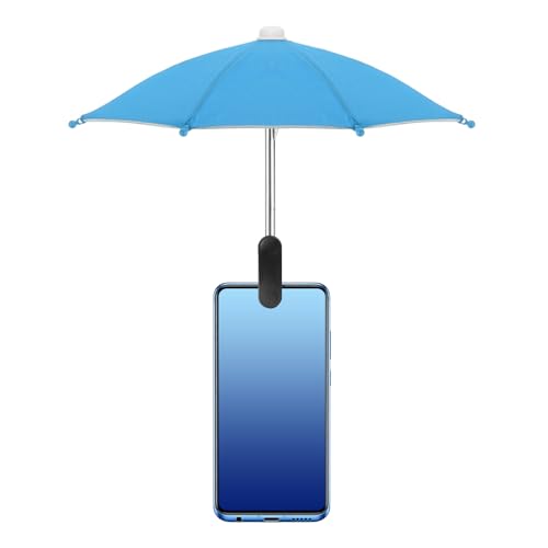Phone Umbrella - Adjustable Cell Phone Umbrella Sun Shade with Stable Clip Universal Mini Cellphone Shade Cover for Beach/Pool/Outdoor, Light Blue - color: Light Blue