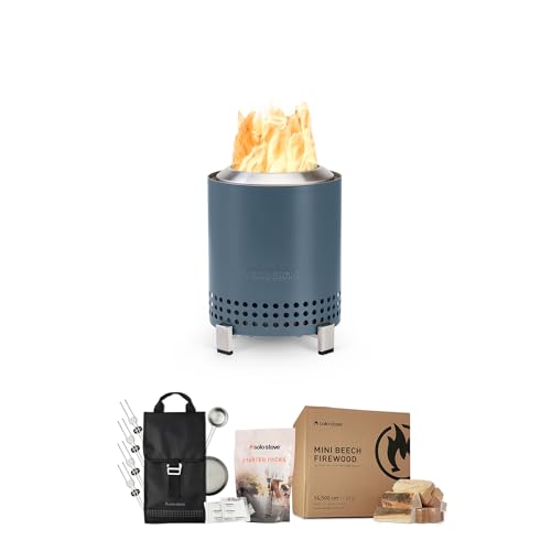 Solo Stove Mesa Tabletop Fire Pit Starter Bundle | Incl. Low Smoke Mini Fire, Accessory Pack, Mini Beech Wood, Starter Packs, Fueled by Pellets or Wood, Mesa Size (HxW): 17,5 x 13 cm, 635 g, Water - color: Water, size: Mesa Bundle
