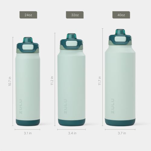 ZULU Powerfill Pro 24oz Stainless Steel Sip or Chug Water Bottle, Evergreen | Insulated stainless steel water bottle with Quick Fill™ lid, sip and chug spouts, leakproof lock, and dishwasher safe - color: Evergreen, style: 24oz