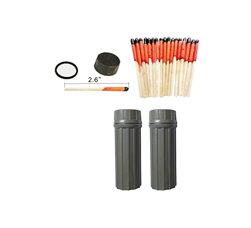 eGreen 20-100 Windproof Stormproof Matches Waterproof Cases & Rope Options | Each is 2.6" long and burns 5–10 sec. Rope options offer up to 60 or 240 min total for camping, survival & emergencies. - style: 2 X Container Matches