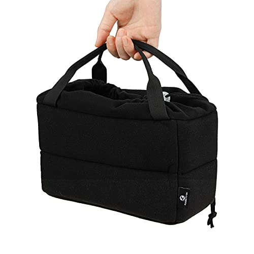 Koolertron Shockproof Camera Photo Bag for SLR TLR Camera Insert Partition Padded Case,Can be Put Directly Into the SLR Camera Bag With Freely Adjustable Compartment - color: Black with Straps