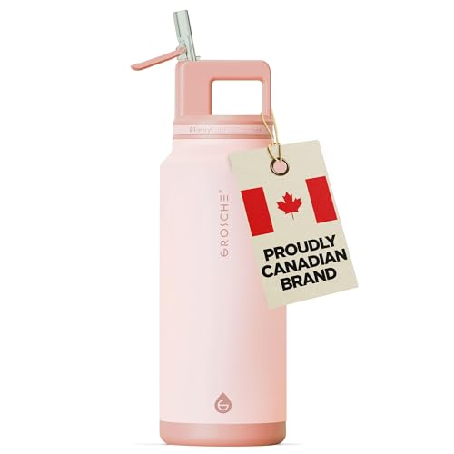 GROSCHE Alpine Flip N Sip Insulated Bottle with Straw Lid, Rose Pink, 40 oz - color: Rose Pink, size: 40 Ounces