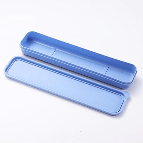1Pcs Simple Utensil Holder with Lid, Reusable Utensils Wheat Straw Travel Cutlery Box，Portable Flatware Box Travel Tableware Storage Case, Simple Tableware Storage Boxs Case for Cutlery Kit (Blue) - color: Blue