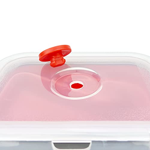 CCyanzi 3piece Collapsible Food Storage Containers with Lids, Silicone Lunch Container, Microwave & Freezer Safe, Space Saving for Kitchen Cabinet and Camping Backpack,(red gray) - color: red with gray