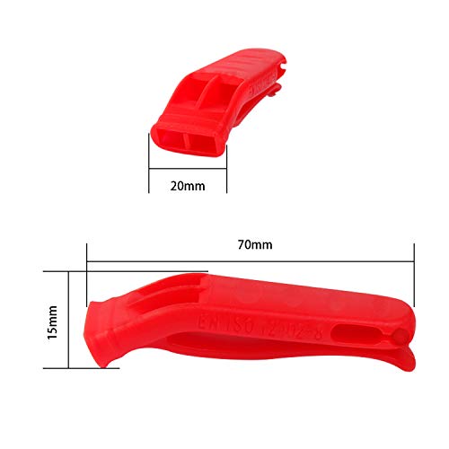 20 Pcs Emergency Safety Whistle Plastic Whistles Set with Lanyard - color: Red and Orange