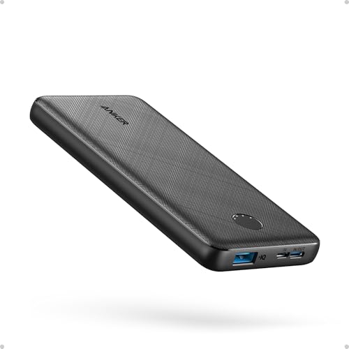 Anker Power Bank, 10,000mAh Portable Charger, PowerIQ USB-C Battery Pack | 5V / 3A High-Speed Charging, for iPhone, iPad, and More, Ultra-Compact Travel-Ready Design (Black) - color: Black