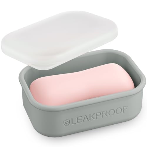 Quatish Compact Leakproof Travel Soap Case, Silicone Soap Box with Draining Layer, Enhanced Soap Container, Suitable for Camping, Gym, Bathroom, Outdoor Essentials, Grey - color: Grey, size: Regular