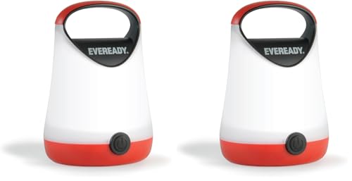 Eveready LED Camping Lantern X-250, Bright Tent Lights, Rugged Water Resistant LED Lanterns, 100 Hour Run-time, Red and Black (Pack of 2) - color: Red and Black, size: 2 Pack