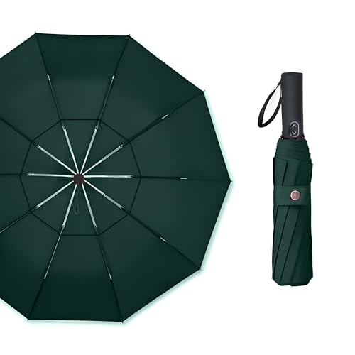 MRTLLOA Compact Golf Umbrella, 10 Ribs Vented Windproof Travel | 49/54/62 Inch Large Oversize, Double Canopy, Quick-Dry Fabric, Lightweight, Umbrellas for Rain - color: Green, size: 49 Inch