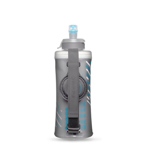 HydraPak SkyFlask Speed - Collapsible Handheld Running Water Bottle (350ml, 500ml, 500ml Insulated) - Adjustable Strap, Lightweight, Spill-Proof Cap - color: *OLD* Clear, style: 500ml IT
