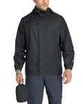 33,000ft Men's Packable Rain Jacket Lightweight Waterproof Golf Raincoat - color: Black, size: Large