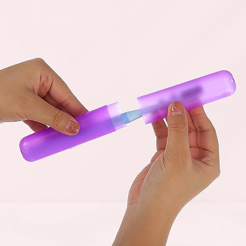 VOCOSTE 2Pcs Travel Toothbrush Case, Purple - color: Purple