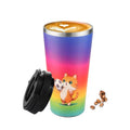Funkrin Insulated Coffee Mug with Ceramic Coating, 16oz Iced Coffee Tumbler Cup with Flip Lid and Handle, Double Wall Vacuum Leak-Proof Travel Mug for Office School Party Camping - color: Ccat
