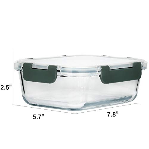 M MCIRCO 8 Pack,30 oz Glass Food Storage Containers with Lids, Gray - color: Gray