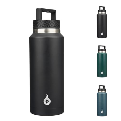 BJPKPK 36oz Insulated Water Bottle Stainless Steel Water Bottle with Handle - color: Black, style: 36oz