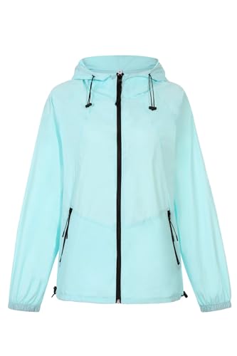 CRIPOM Packable Rain Jacket Women Waterproof Lightweight Jacket With Hood Womens Windbreaker Jacket S-XXL - color: Blue, size: XX-Large