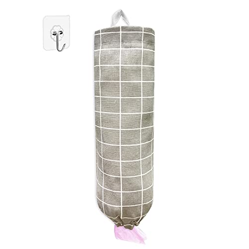 SYIPO Plastic Bag Holder, Reusable Grocery Bag Organizer, Wall Mount, Plaid Grey, 1 Pack, 15.7in x 9.8in - color: Plaid Grey