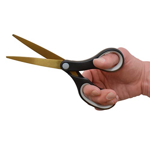 Westcott 55847 8-Inch Titanium-Bonded Scissors For Office and Home, Black/Gold, 2 Pack - size: 2-Pack