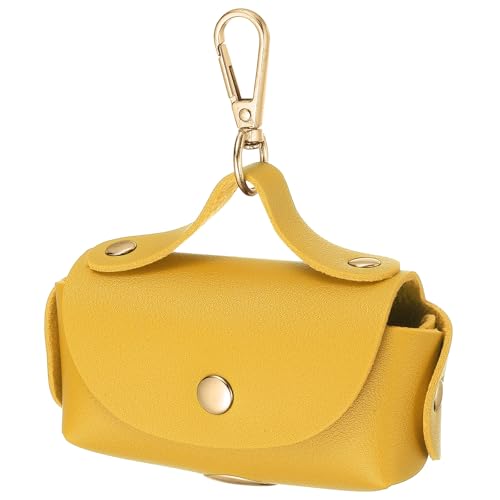 Dog Poop Bag Holder, Leather Pet Waste Bag Dispenser for Leashes Portable Reusable Easy Cleanup Pouch(1Pcs, Yellow), Intended for Outdoor/Travel/Walking with Dog - color: Yellow