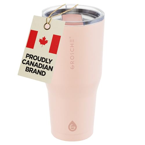 GROSCHE Yukon Triple Insulated Coffee Travel Mug with Lid - 30 oz Pink - color: Pink, size: 30 Ounces