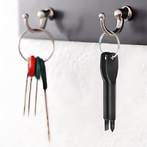 2 PCS Compact Pocket Screwdriver Set - Keychain-Sized Outdoor Tool Kit with Stainless Steel (Black&Silver)