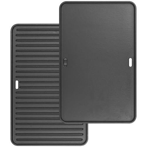 DELSbbq 16"x10" Reversible Cast Iron Griddle for Weber Go-Anywhere Grills | Portable Griddle Plate for Charcoal & Gas Go-Anywhere, Heavy-Duty Cast Iron Replacement for Weber 80631 67195,for Camping BBQ - size: 16" x 11" x 3"