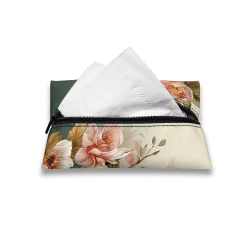 Flashideas Hummingbird Reusable Tissue Holder - Retro Rectangular Fabric Purse Zipper Enclosed Tissue Holder for Purse, Travel, Car, Office, Home - color: Hummingbird